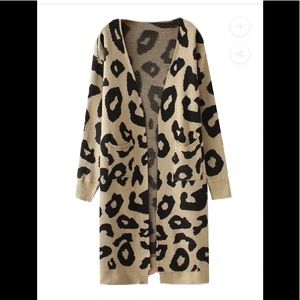 LEOPARD PRINT OPEN CARDIGAN
